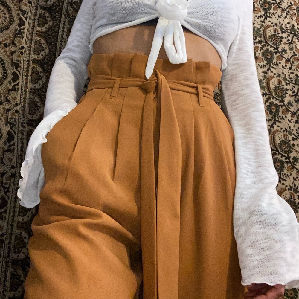 Bohemian Wide-Leg Trousers with Empire Tie Waist